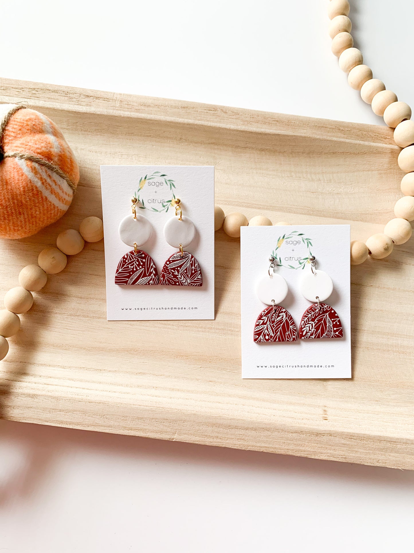 Fall Pattern Dangles - Burgundy