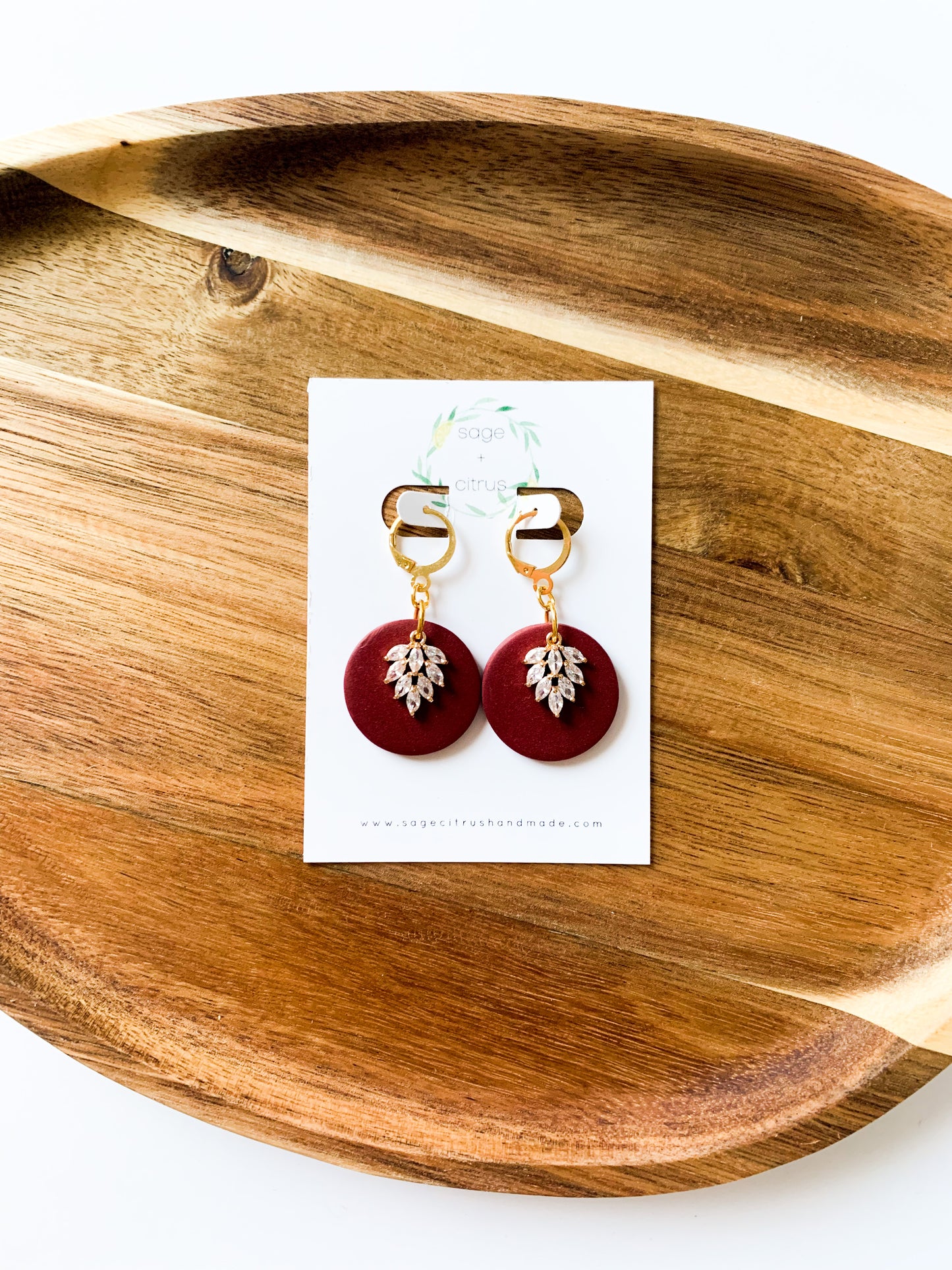 CZ Dangles - Burgundy