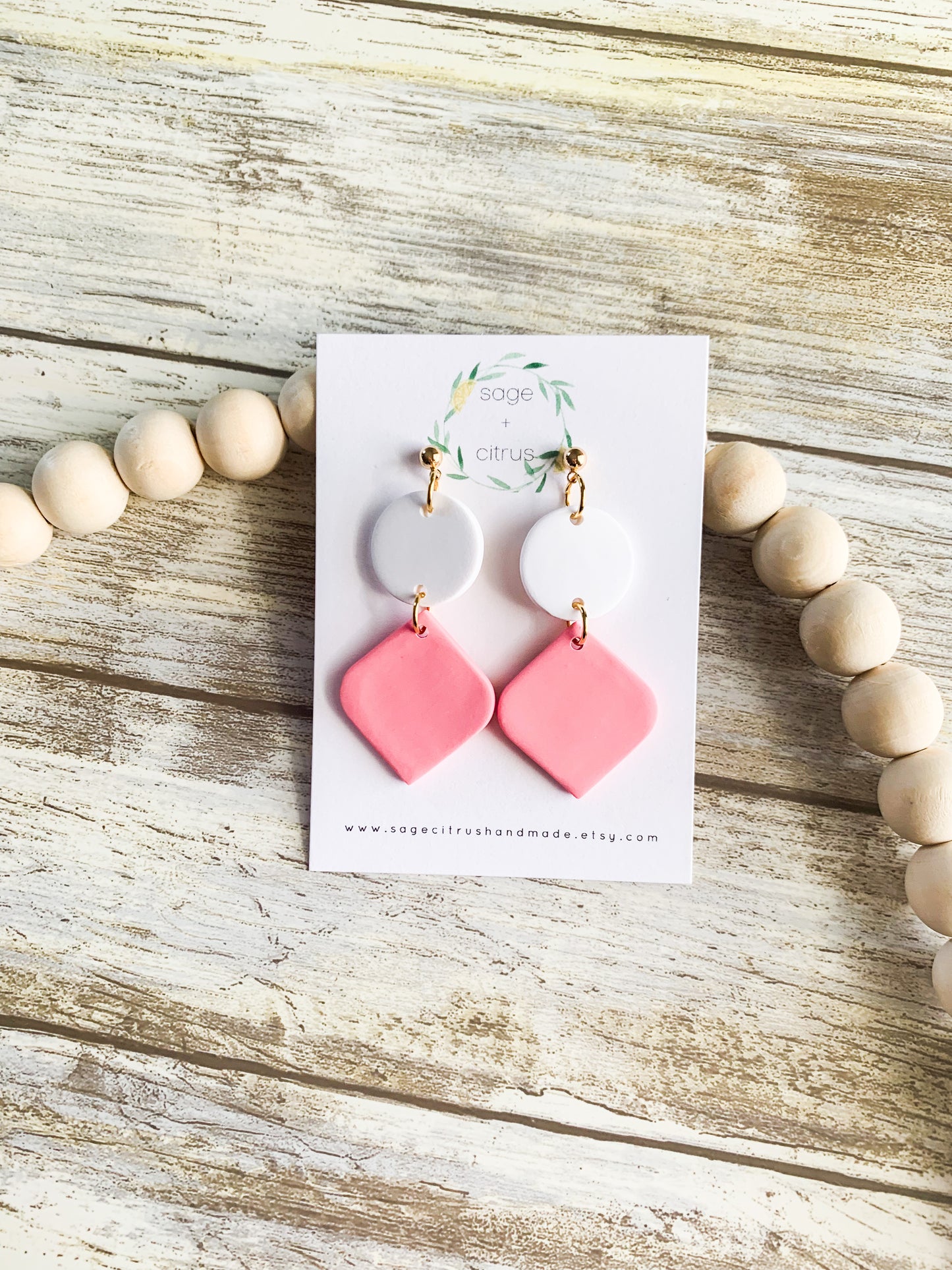 Coral & White Diamond Dangles