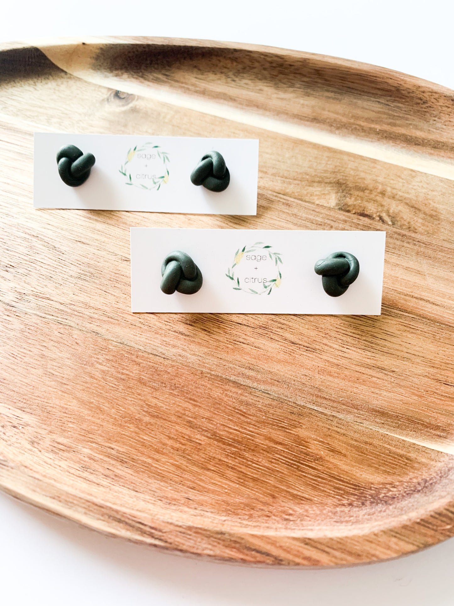 Knot Studs - Olive