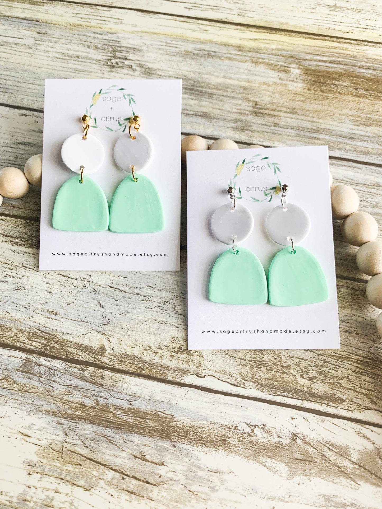 Mint & White Dangles