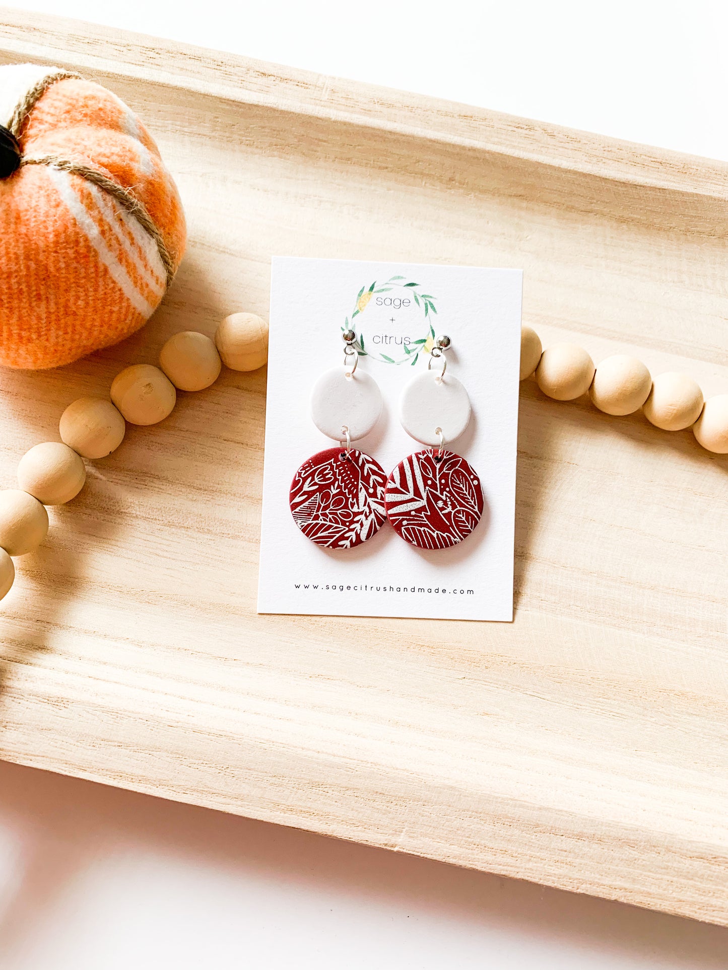 Fall Pattern Dangles - Burgundy