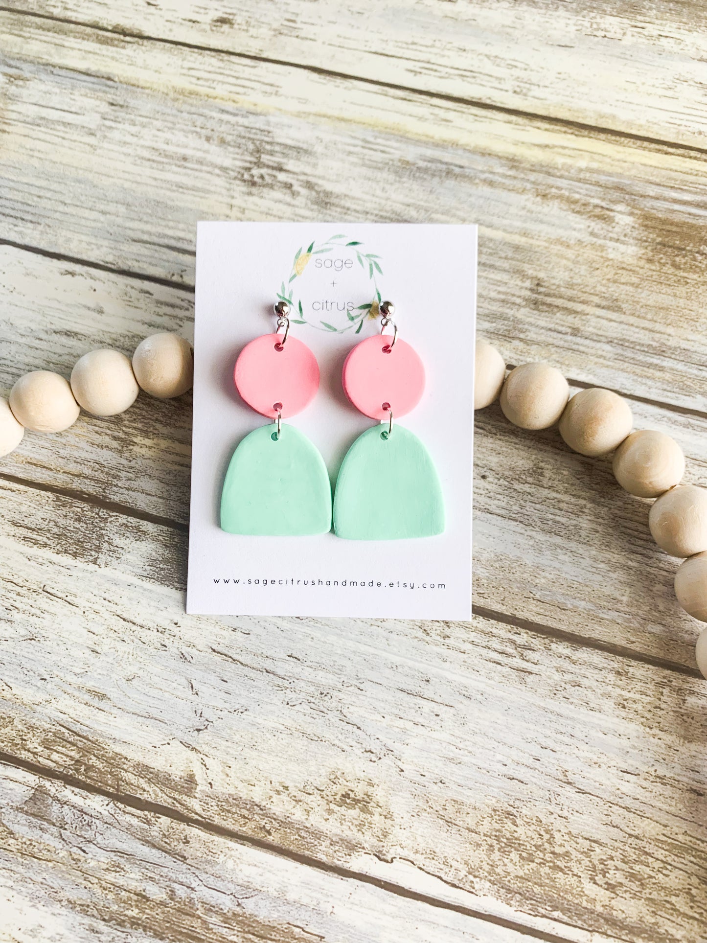 Mint & Coral Dangles