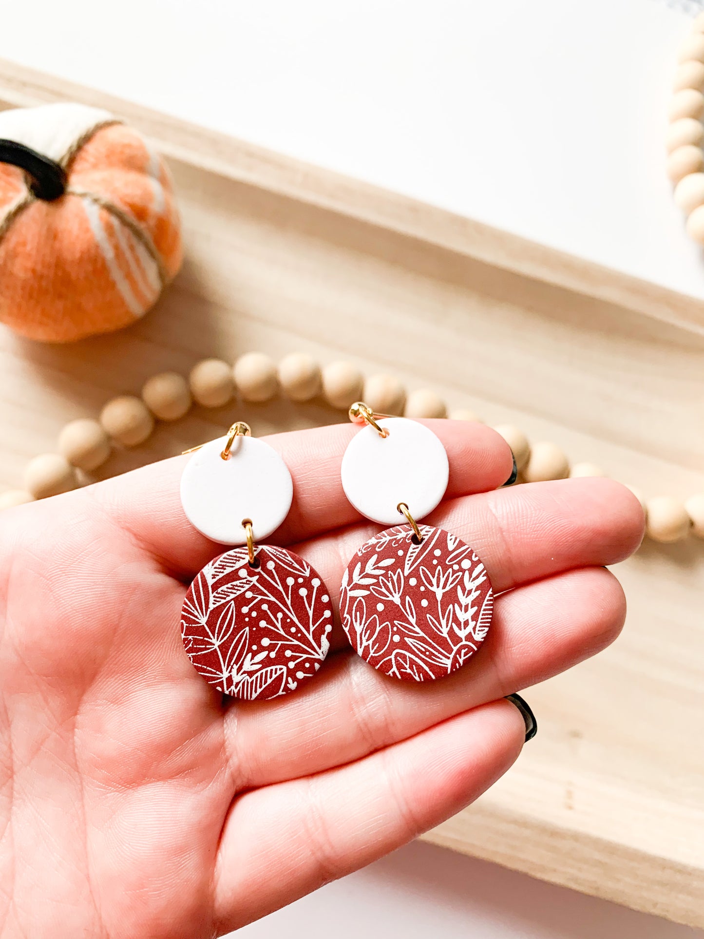 Fall Pattern Dangles - Burgundy