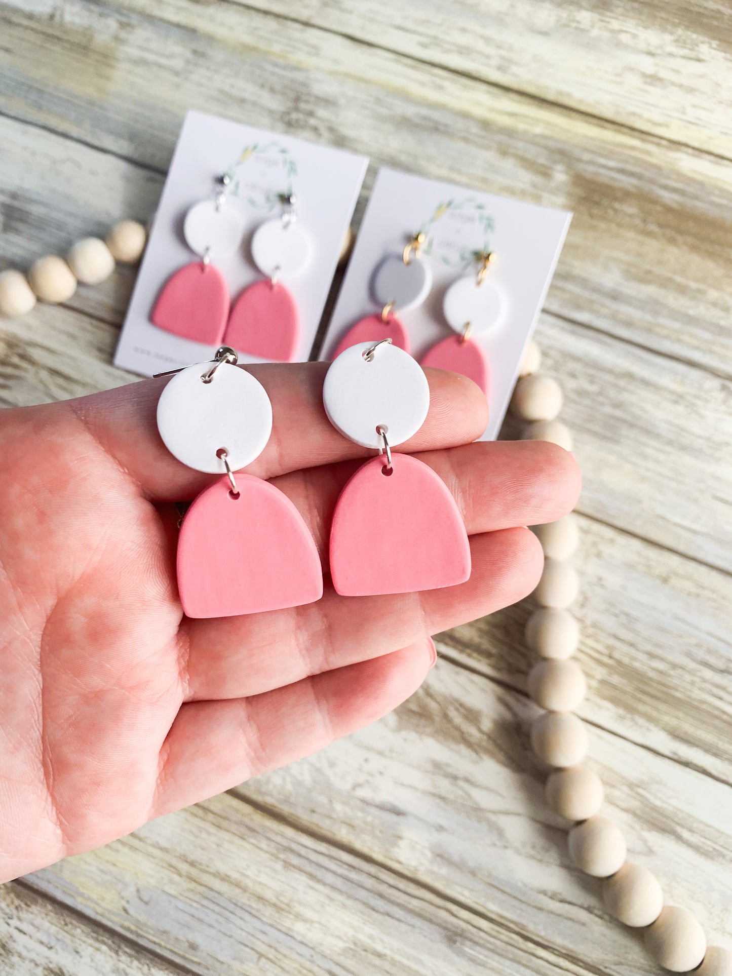 Coral & White Dangles