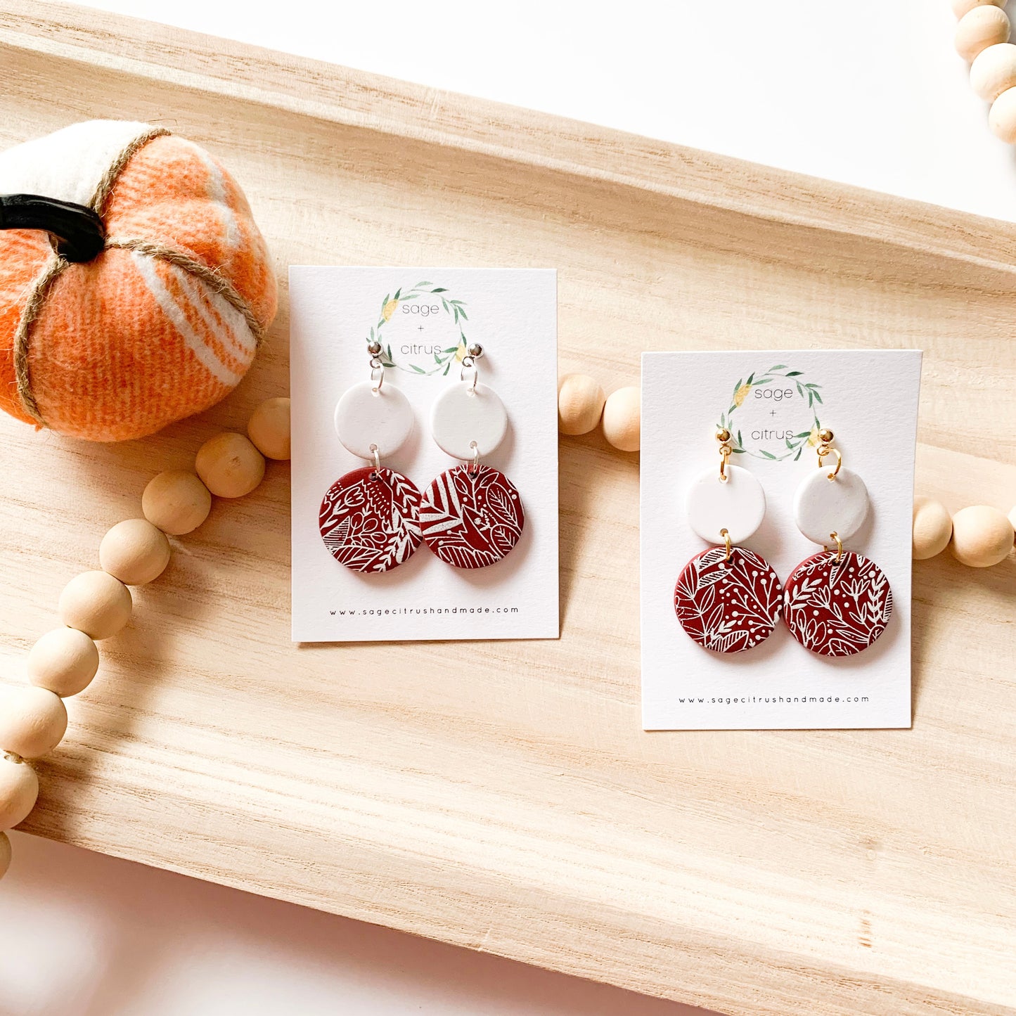 Fall Pattern Dangles - Burgundy