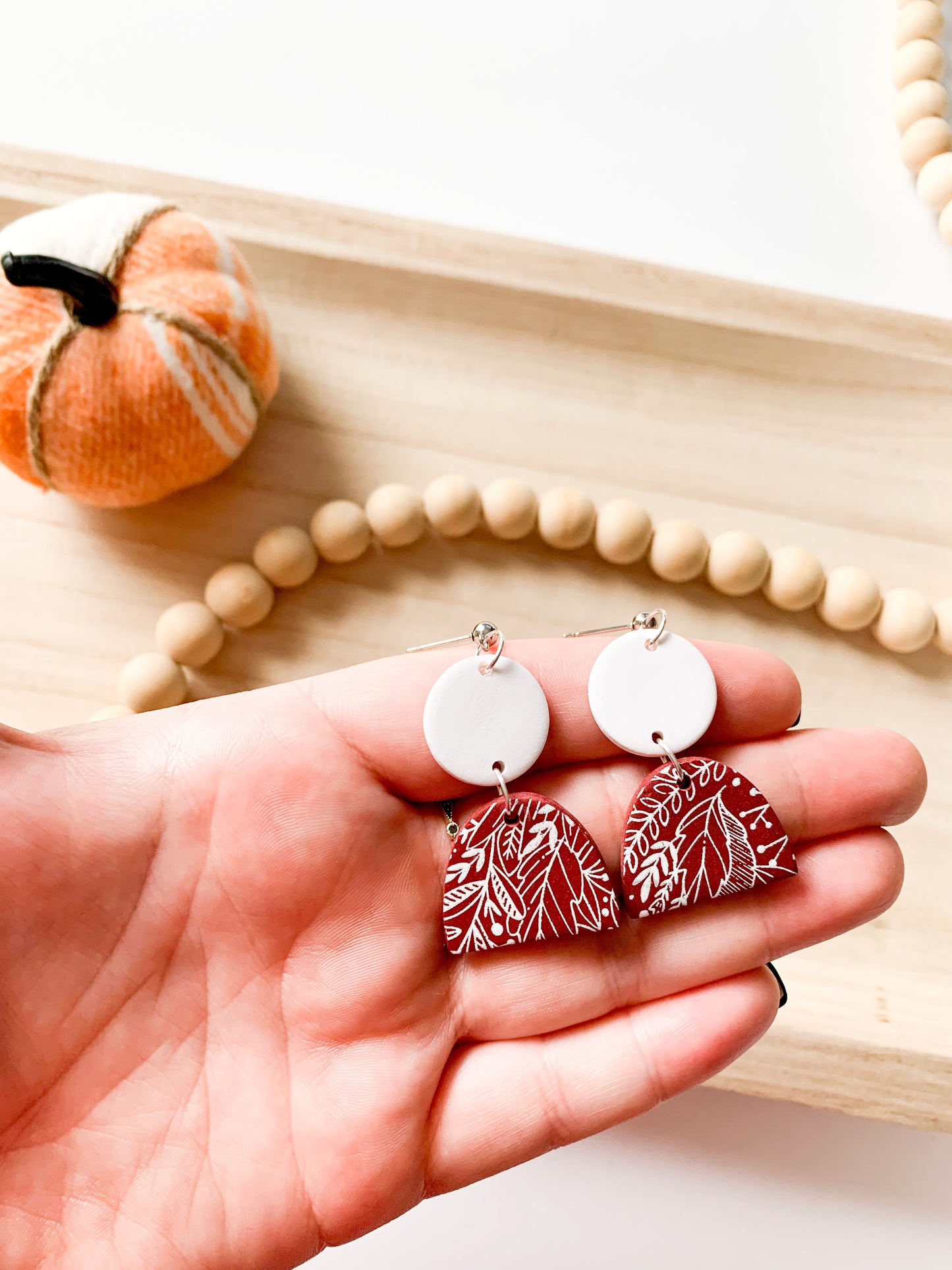 Fall Pattern Dangles - Burgundy