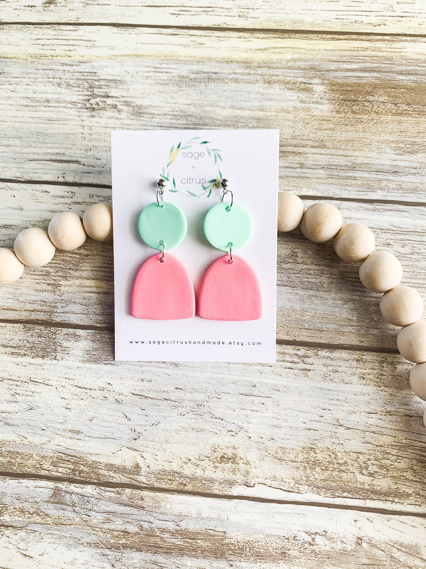 Mint & Coral Dangles