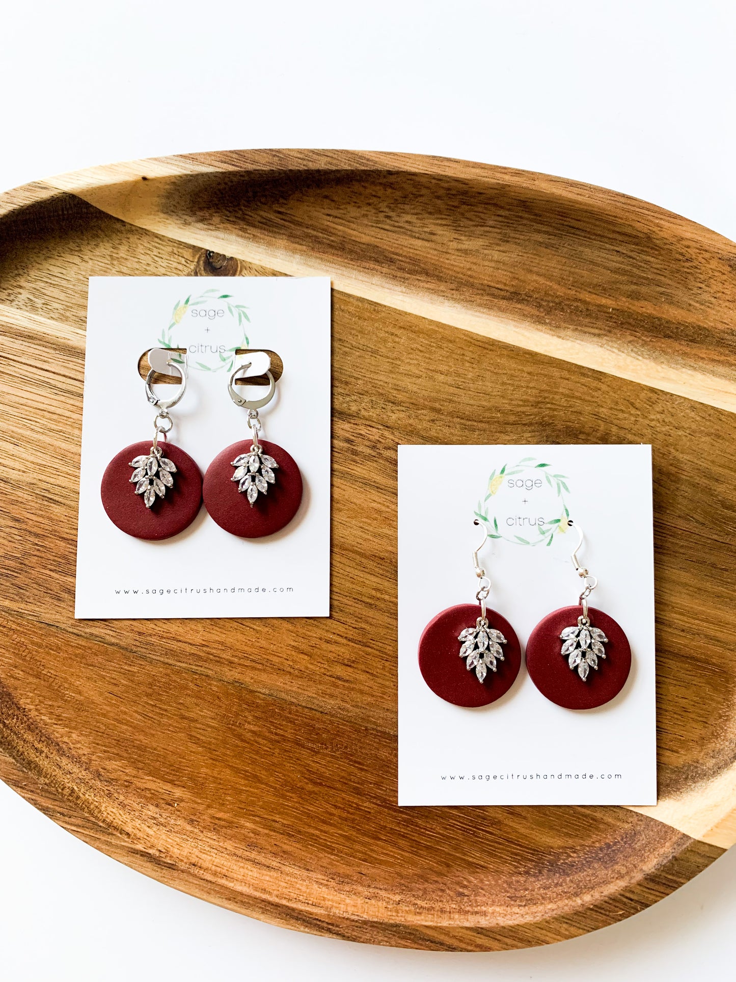 CZ Dangles - Burgundy
