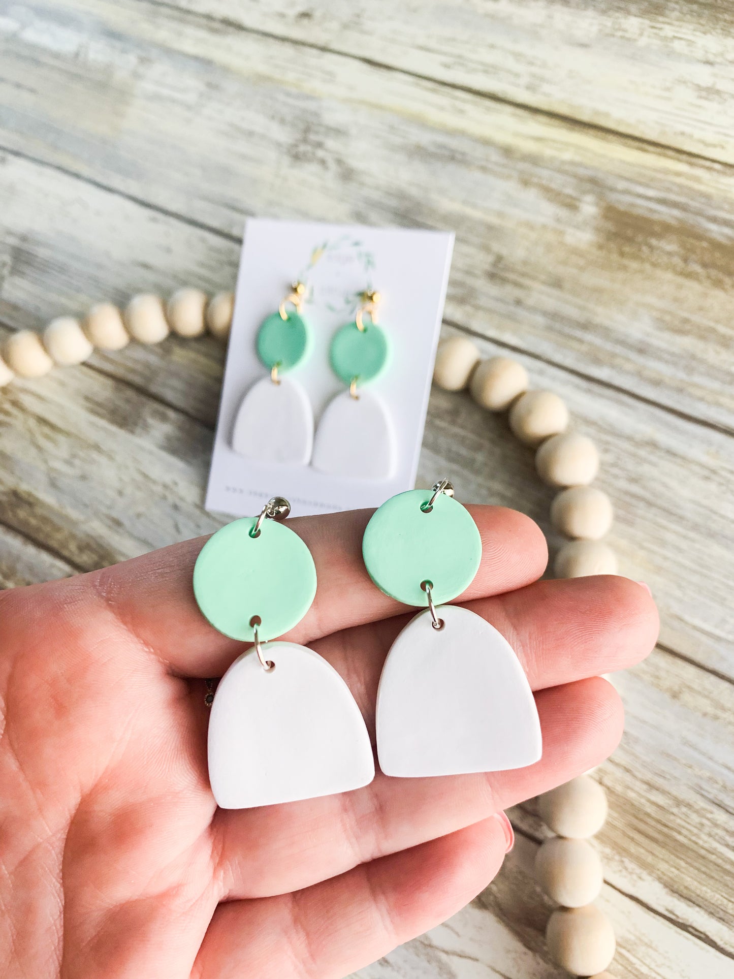 Mint & White Dangles