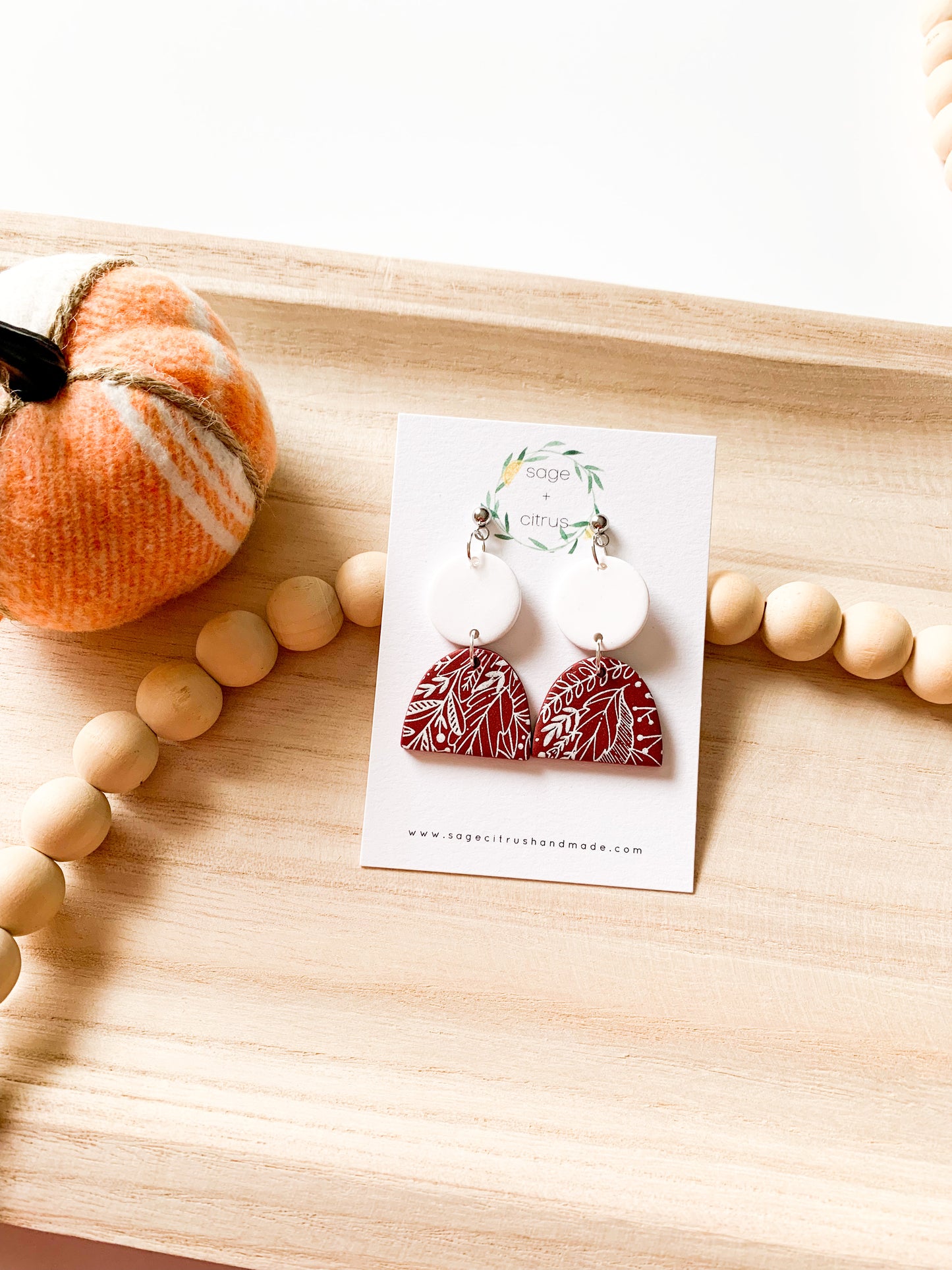 Fall Pattern Dangles - Burgundy