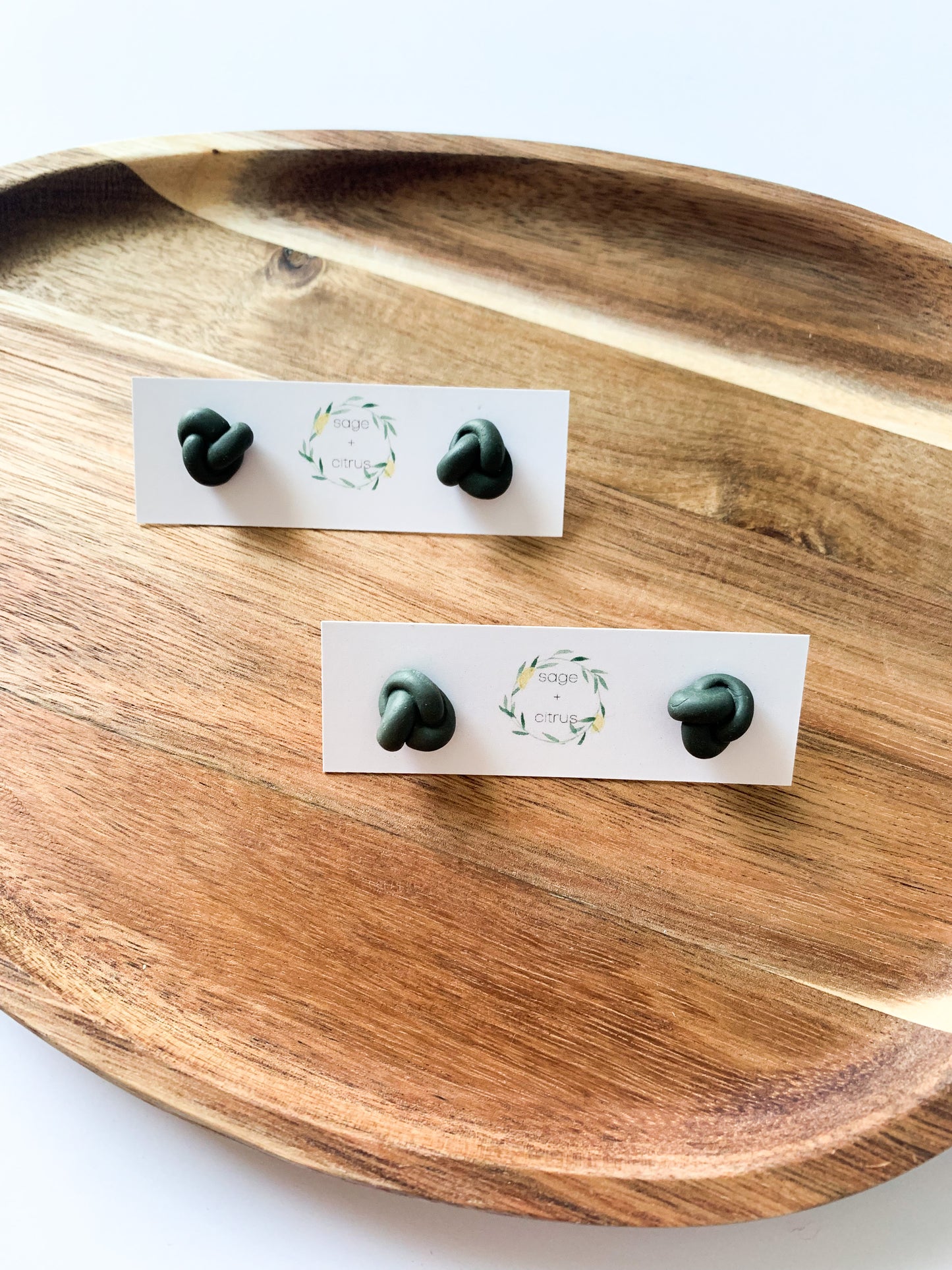 Knot Studs - Olive