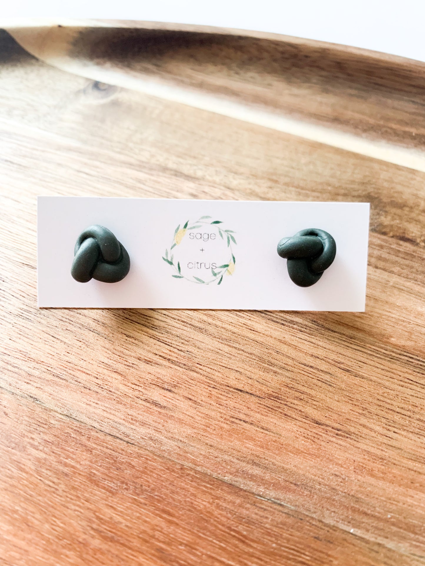 Knot Studs - Olive