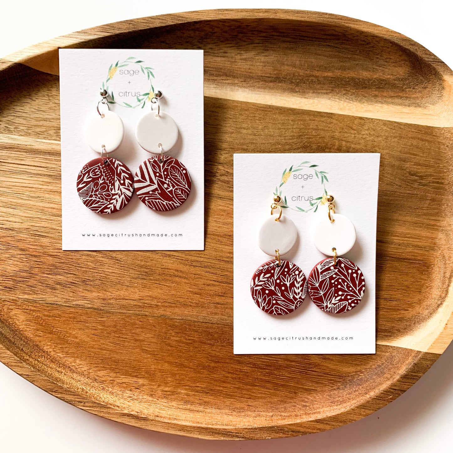 Fall Pattern Dangles - Burgundy