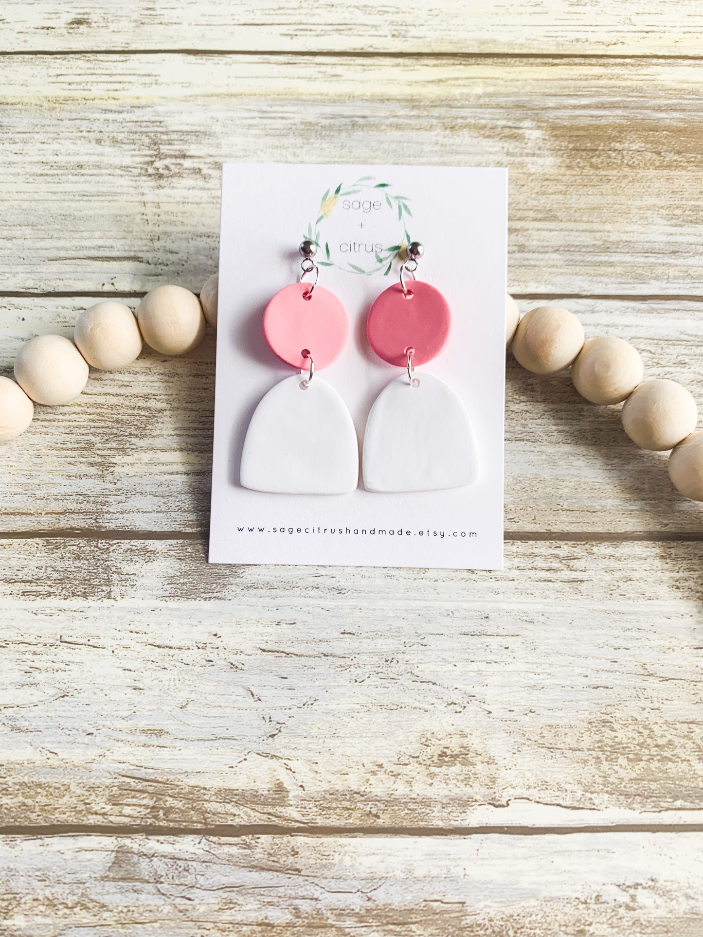 Coral & White Dangles