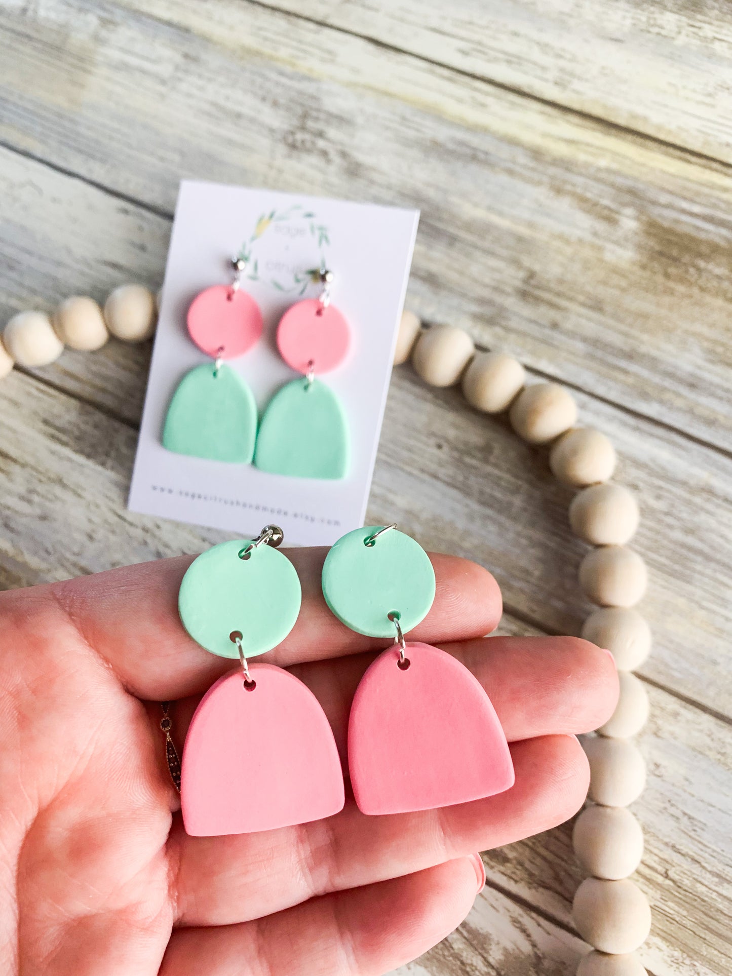 Mint & Coral Dangles