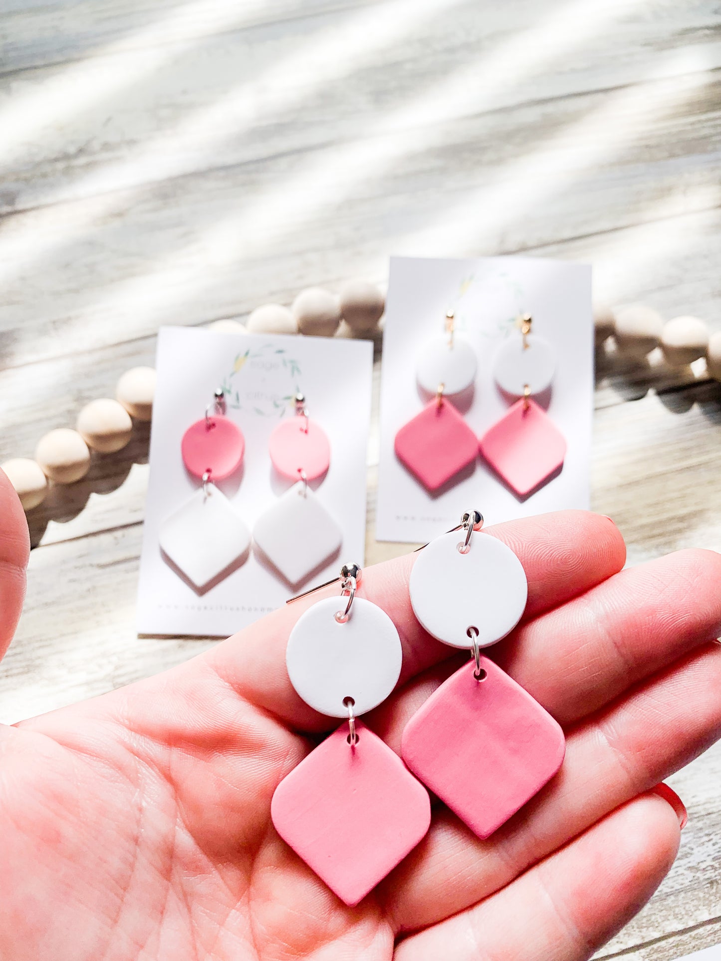 Coral & White Diamond Dangles
