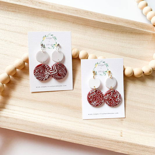 Fall Pattern Dangles - Burgundy