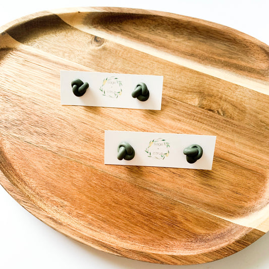 Knot Studs - Olive