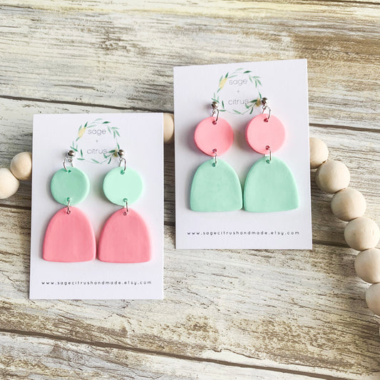 Mint & Coral Dangles